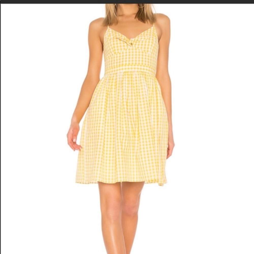 Revolve Endless Rose yellow gingham Dress small - Picture 3 of 6